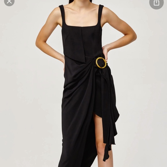 Acler Maine Draped Midi Dress with Ring Detail - Picture 3 of 13